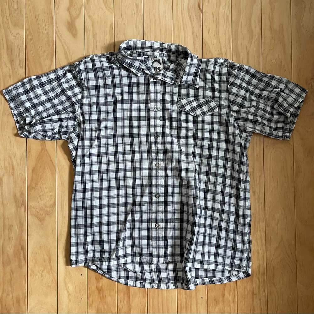 Mountain Khakis Black & White Plaid Short Sleeve Button Down Fishing Shirt Large